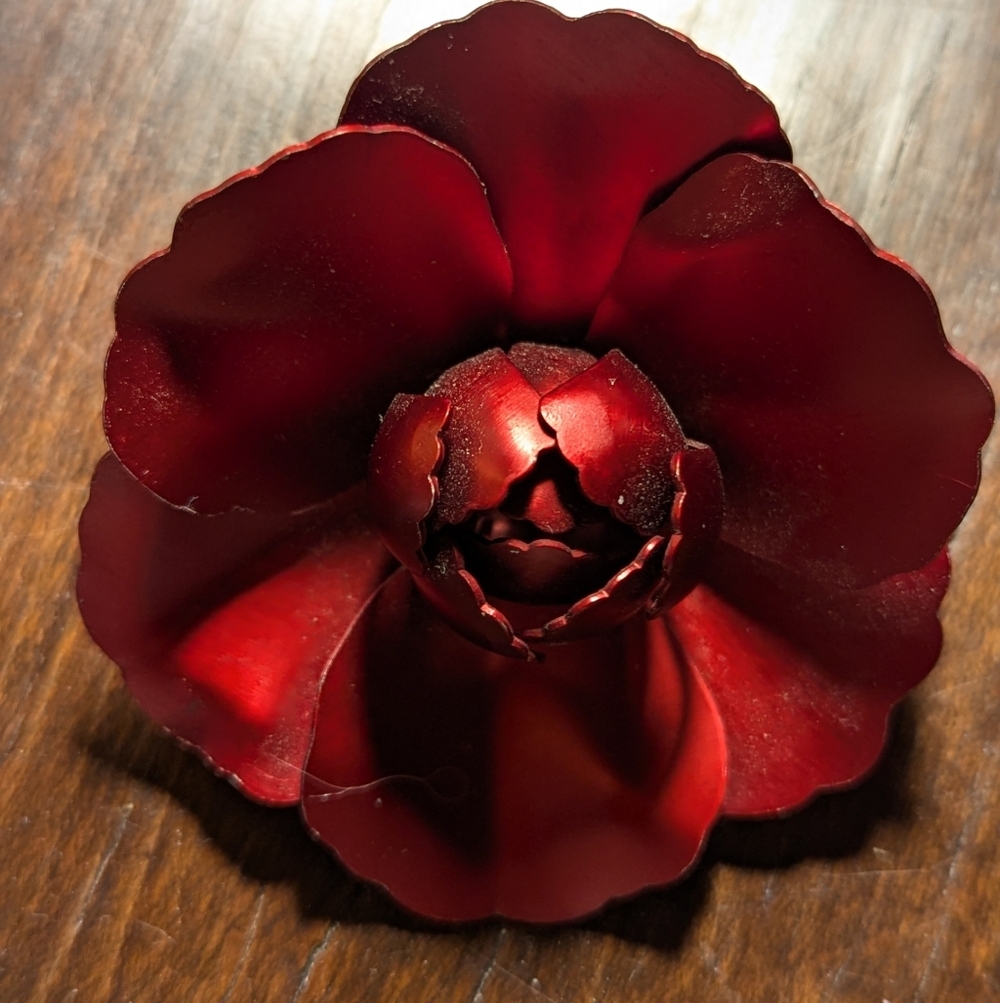 Vintage Rose Flower Metal Brooch Pin Art to Wear Hat Scarf Coat